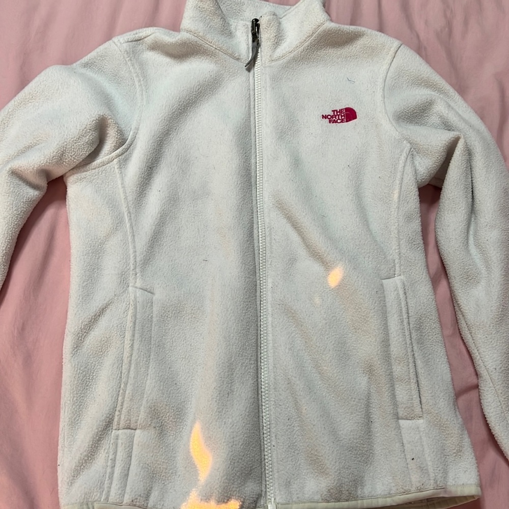 Girls white North Face jacket, size L